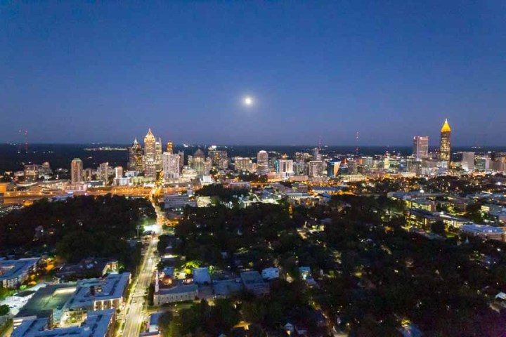 a view of a city at night