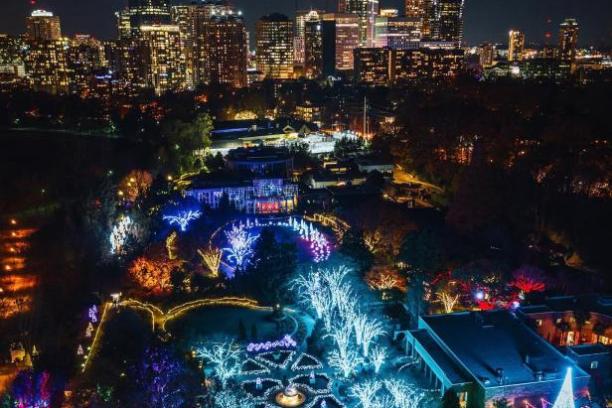 a view of a city at night